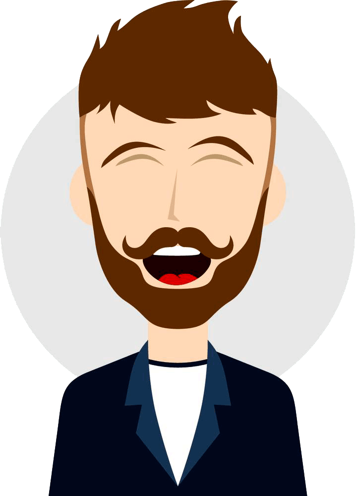 uomo con barba che ride
