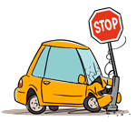 incidente macchina contro cartello stradale stop