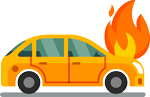 macchina in fiamme