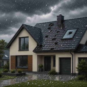 Casa danneggiata dalla grandine durante un evento atmosferico coperto da assicurazione casa